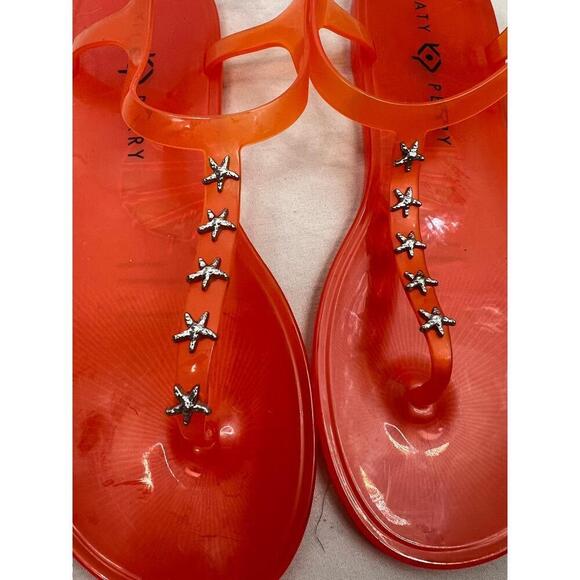 Katy Perry Sandals Size 8M Orange Jelly Star Embellished Ankle Strap Beachy Fun - Picture 3 of 8